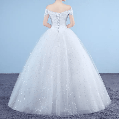 Off Shoulder Ball Wedding Dress - Mura Boutique