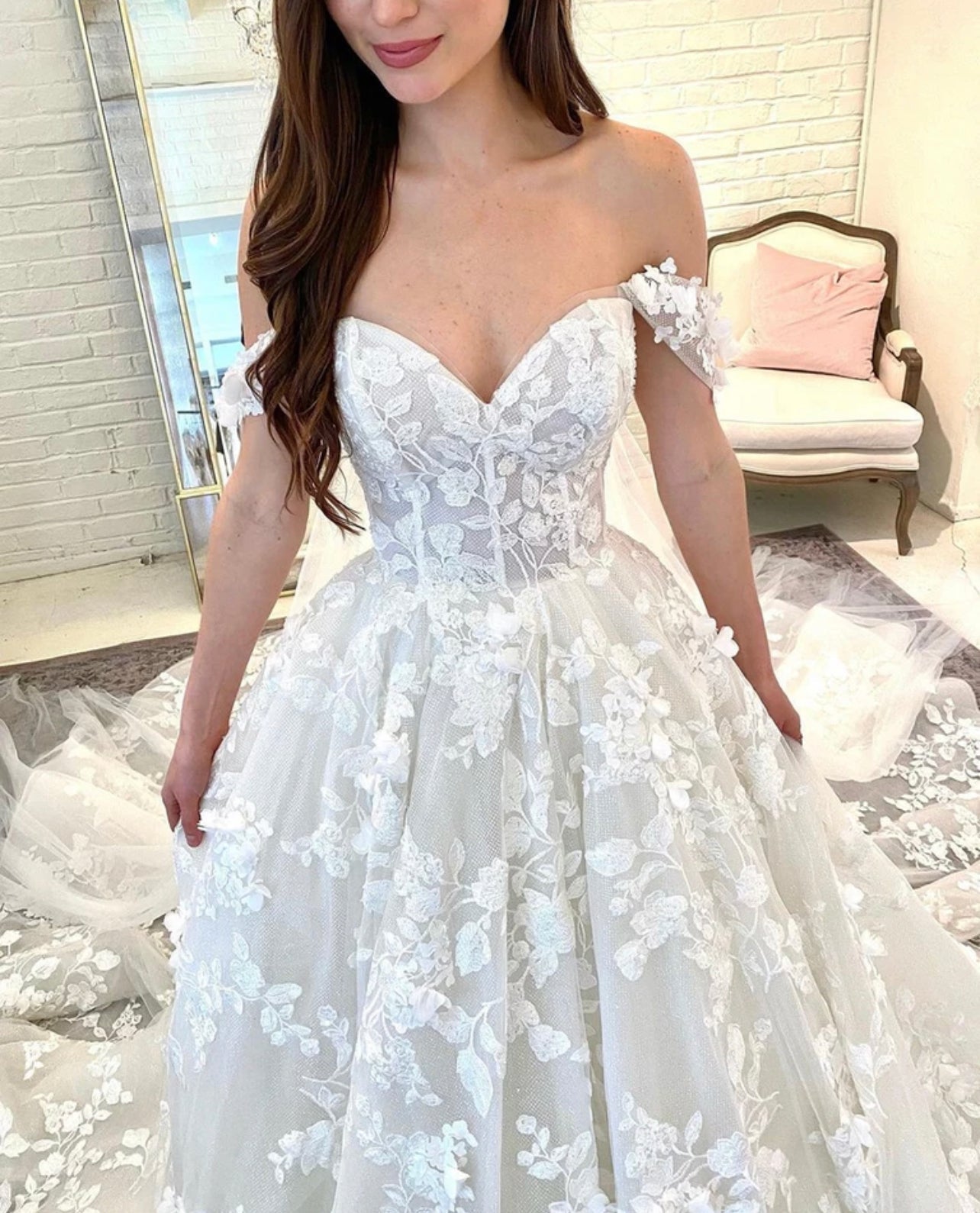 Off shoulder bridal wedding gown - Mura Boutique