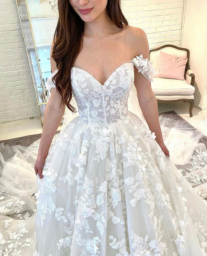 Off shoulder bridal wedding gown - Mura Boutique