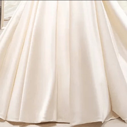 Off Shoulder Flower Detail Satin Ball Wedding Dress - Mura Boutique