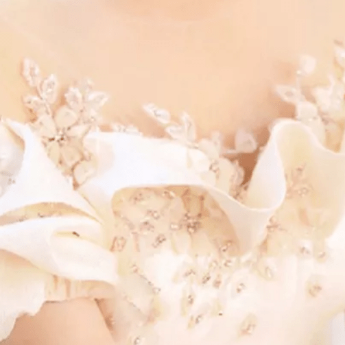 Off Shoulder Flower Detail Satin Ball Wedding Dress - Mura Boutique