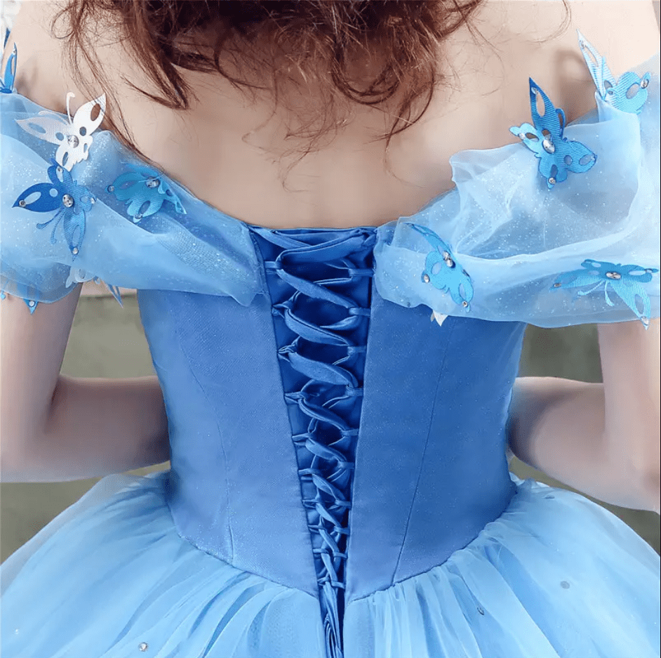 Off Shoulder Mesh Butterfly Organza Ball Evening Gown - Mura Boutique