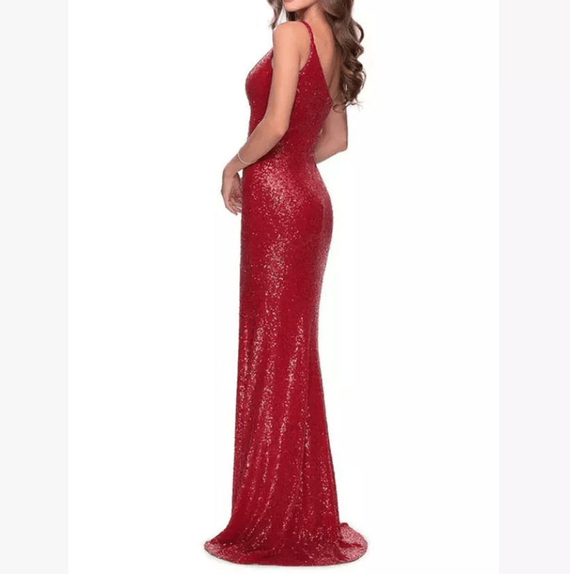 One Shoulder Bodycon Sequin Slit Evening Gown - Mura Boutique