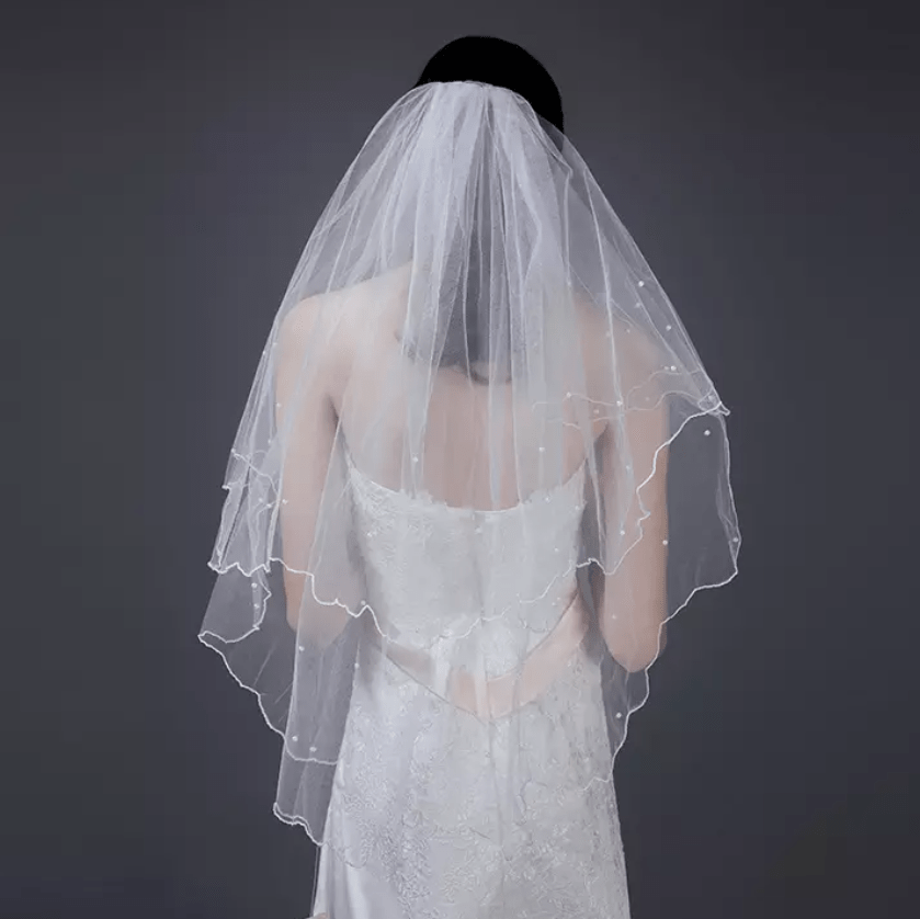 Piping Trim Bridal Veil - Mura Boutique