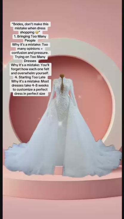 Elegant high neck muslim bridal gown