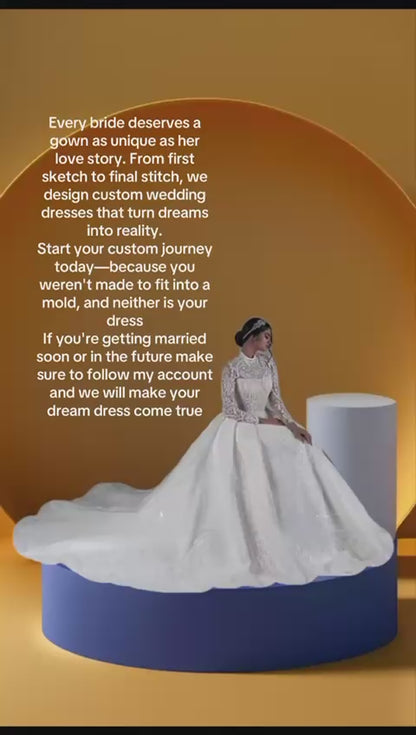 Elegant high neck bridal gown