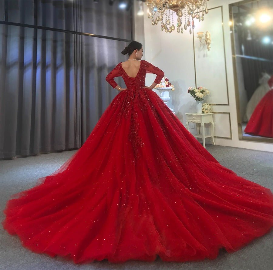 Red ball gown bridal dress - Mura Boutique