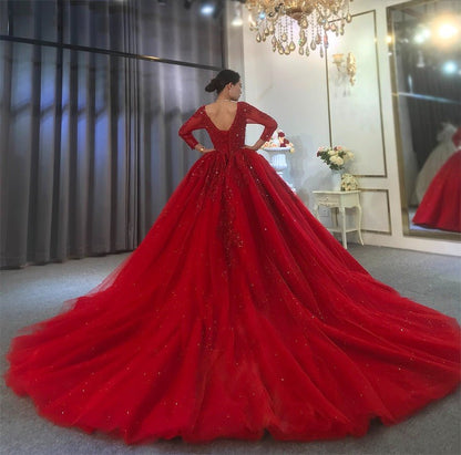 Red ball gown bridal dress - Mura Boutique