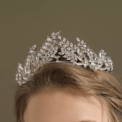 Rhinestone Crystal Leaf Wedding Crown - Mura Boutique