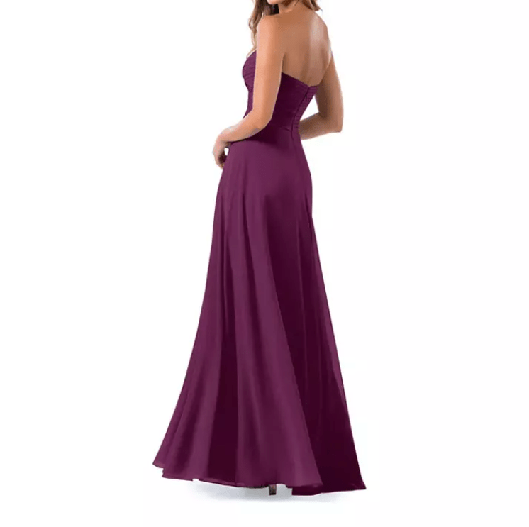 Semi - Sweetheart Taffeta Slit Evening Gown - Mura Boutique