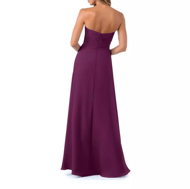 Semi - Sweetheart Taffeta Slit Evening Gown - Mura Boutique