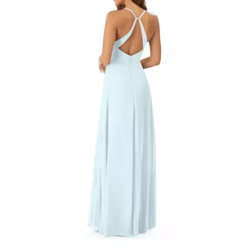 Spaghetti Strap Simple Half Slit Evening Gown - Mura Boutique