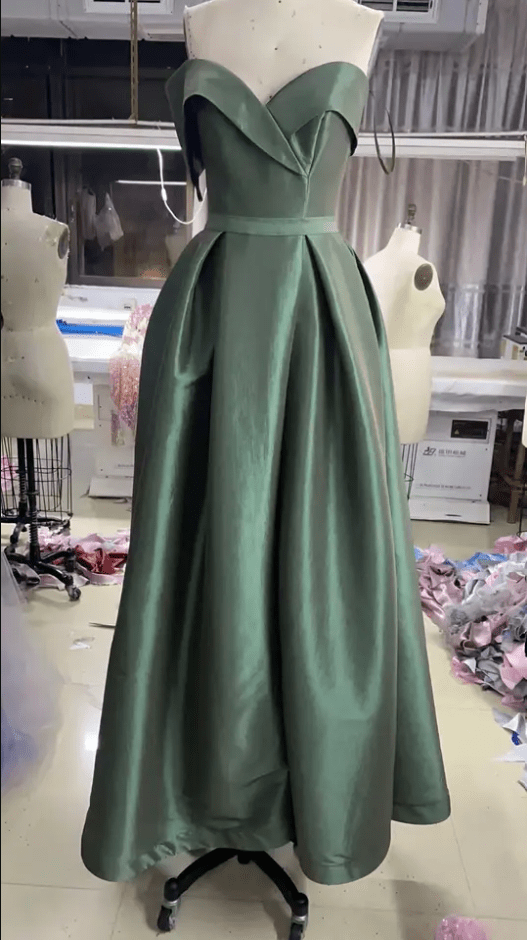 Sweetheart A Line Pleated Taffeta Evening Gown - Mura Boutique