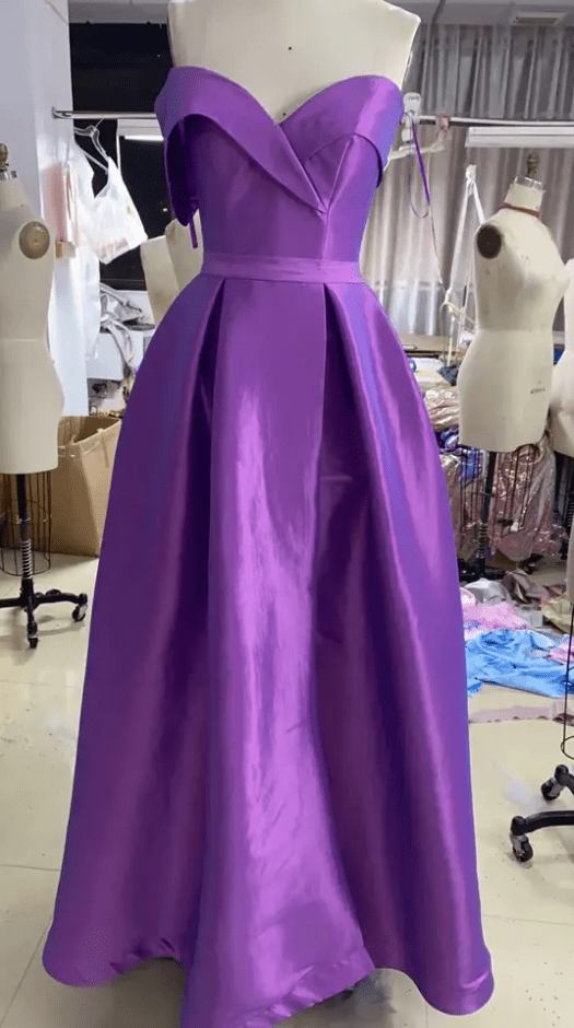 Sweetheart A Line Pleated Taffeta Evening Gown - Mura Boutique