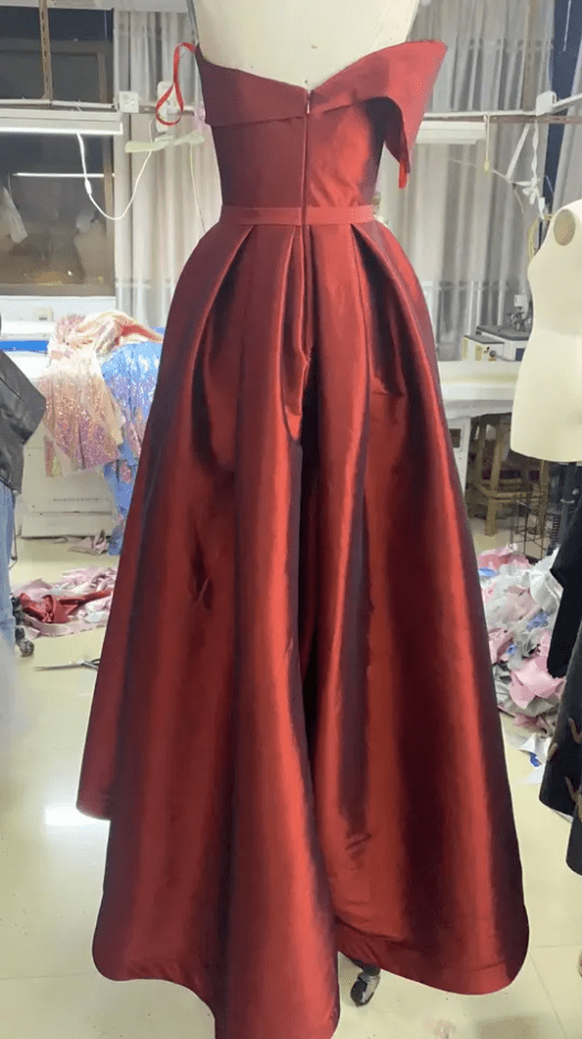 Sweetheart A Line Pleated Taffeta Evening Gown - Mura Boutique