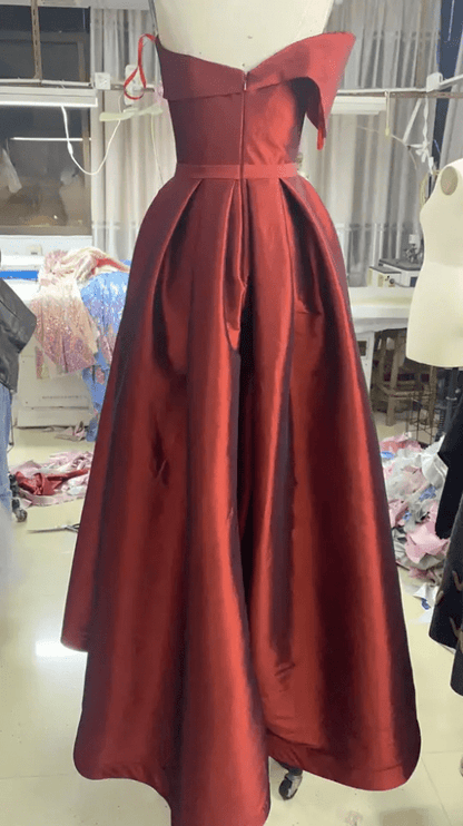 Sweetheart A Line Pleated Taffeta Evening Gown - Mura Boutique