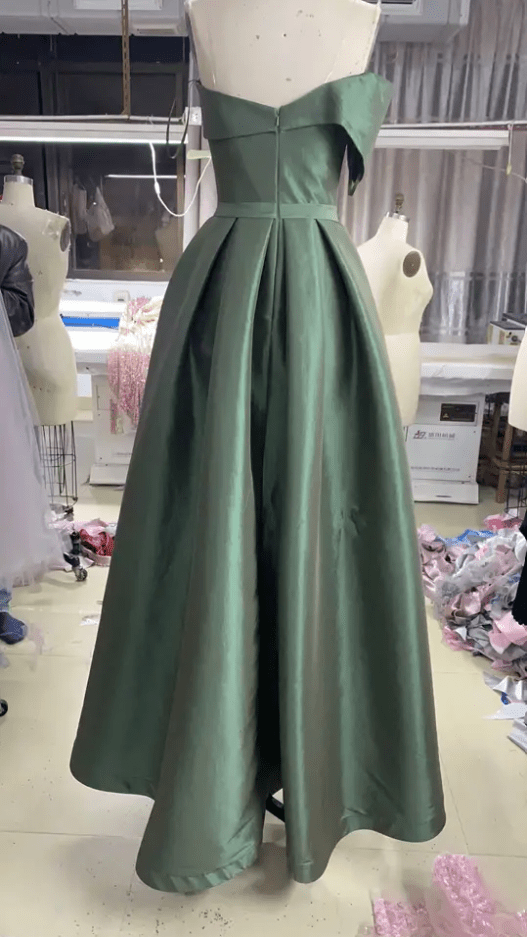 Sweetheart A Line Pleated Taffeta Evening Gown - Mura Boutique