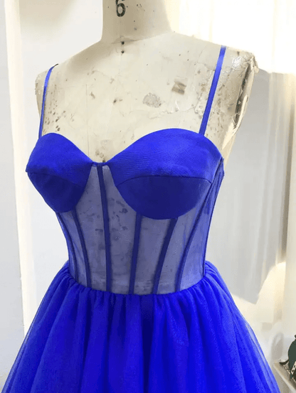 Sweetheart Spaghetti Strap Ruffle Layer Corset Evening Gown - Mura Boutique