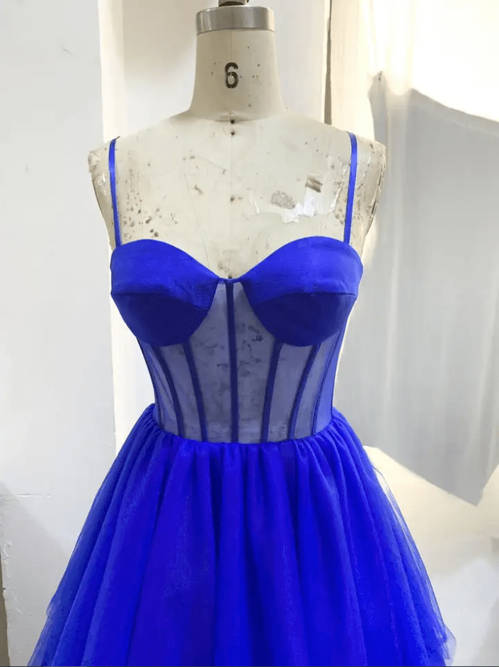 Sweetheart Spaghetti Strap Ruffle Layer Corset Evening Gown - Mura Boutique