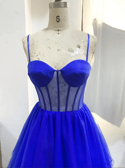 Sweetheart Spaghetti Strap Ruffle Layer Corset Evening Gown - Mura Boutique