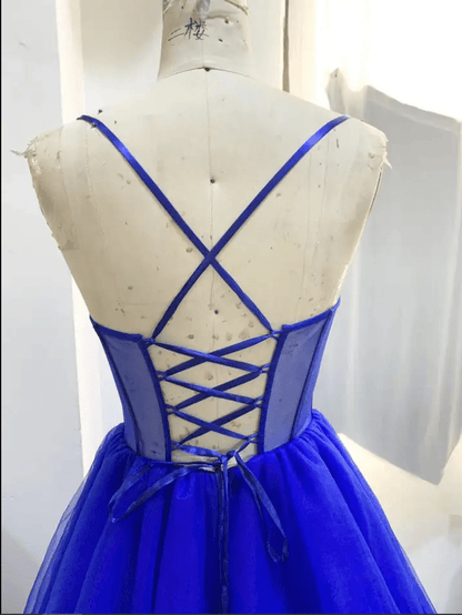 Sweetheart Spaghetti Strap Ruffle Layer Corset Evening Gown - Mura Boutique