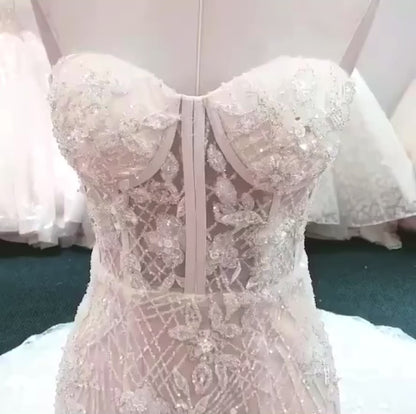 Mura Boutique Crystal Beaded Mermaid Wedding Dress
