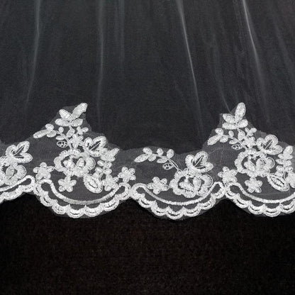 Mura Boutique Shop - Cathedral Wedding Veil Laced Edge